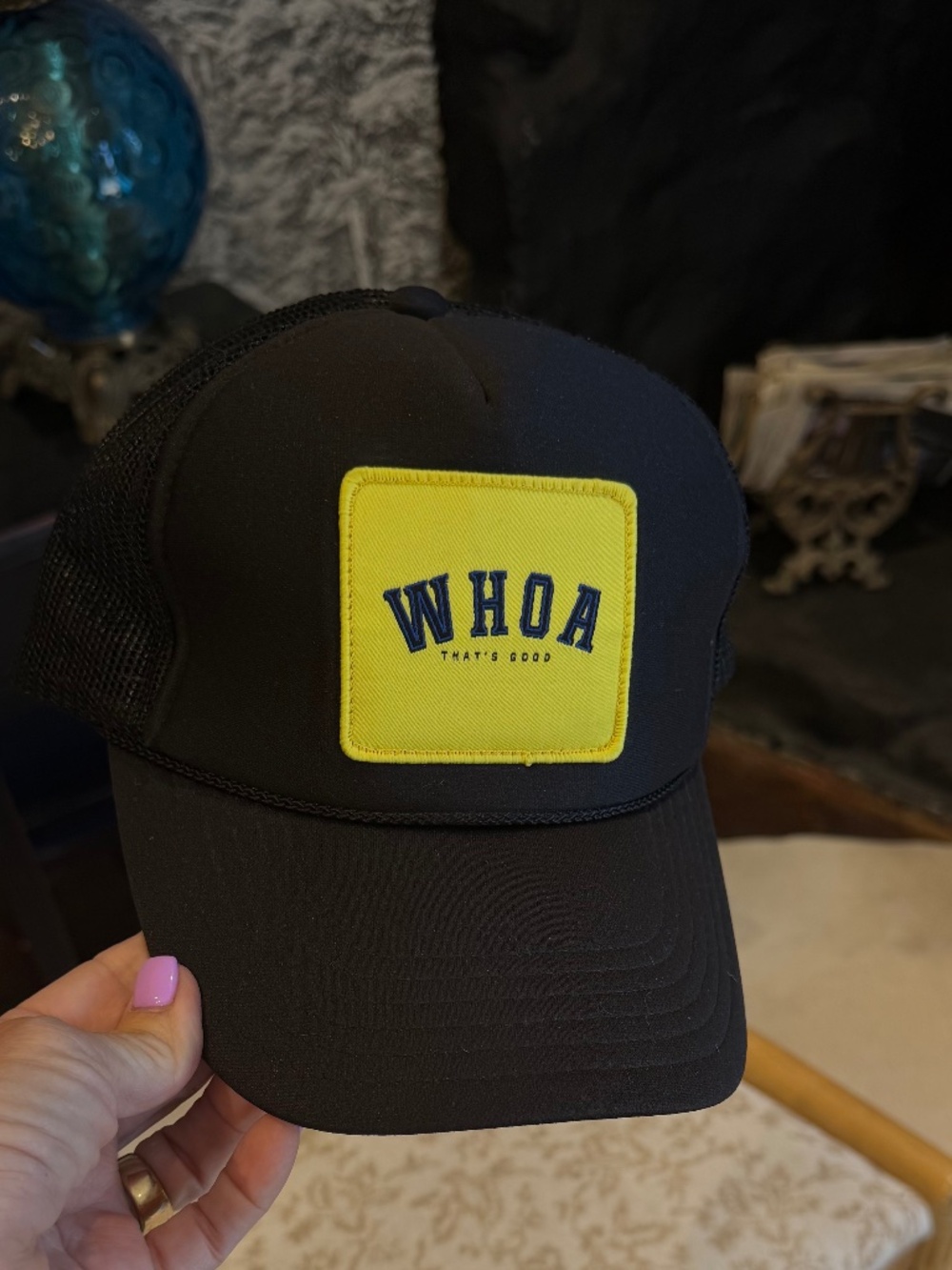 WHOA That's Good  off Sadie Robertson's site Black Trucker Hat